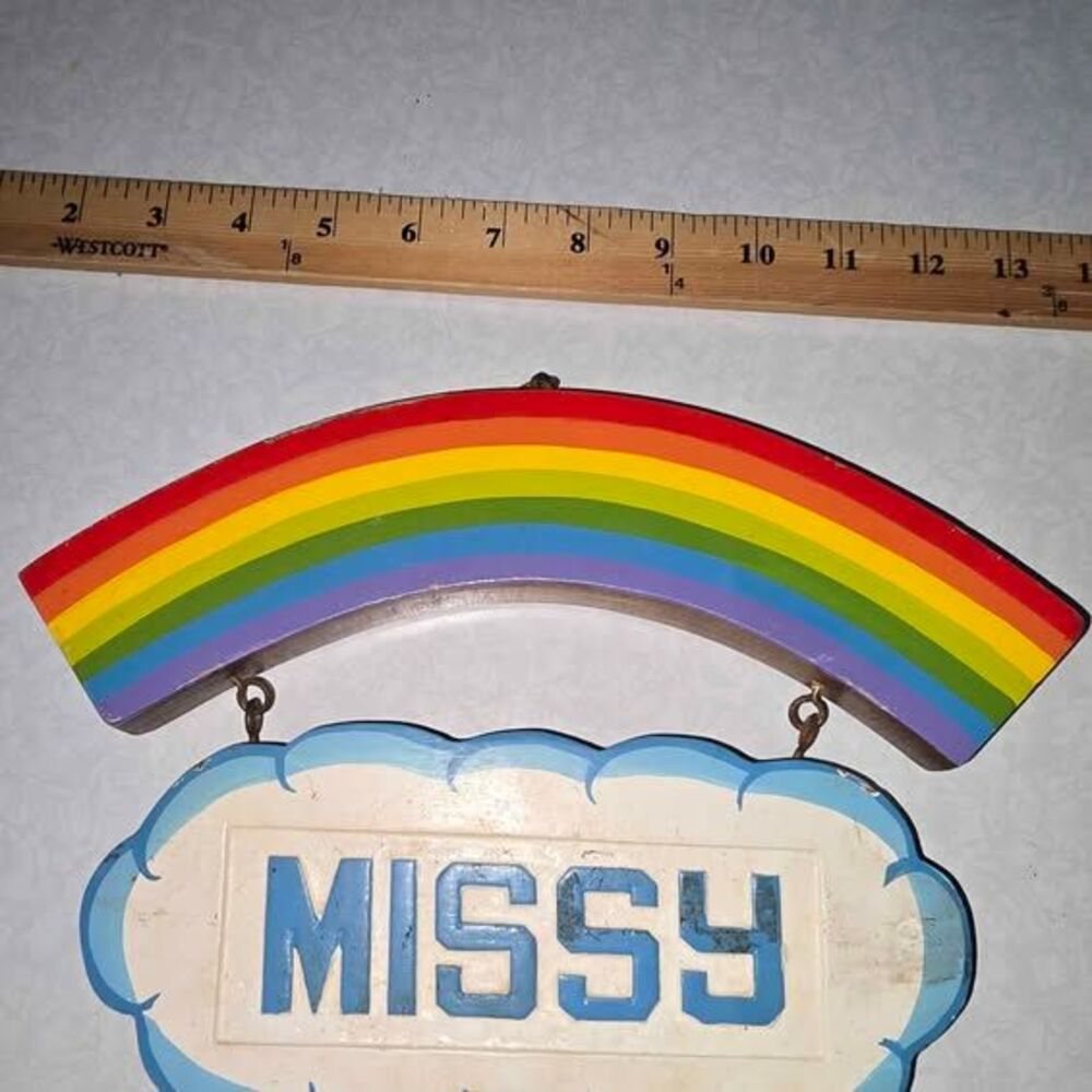 Vintage wood rainbow name Missy 80's